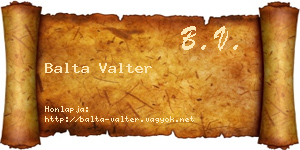 Balta Valter névjegykártya